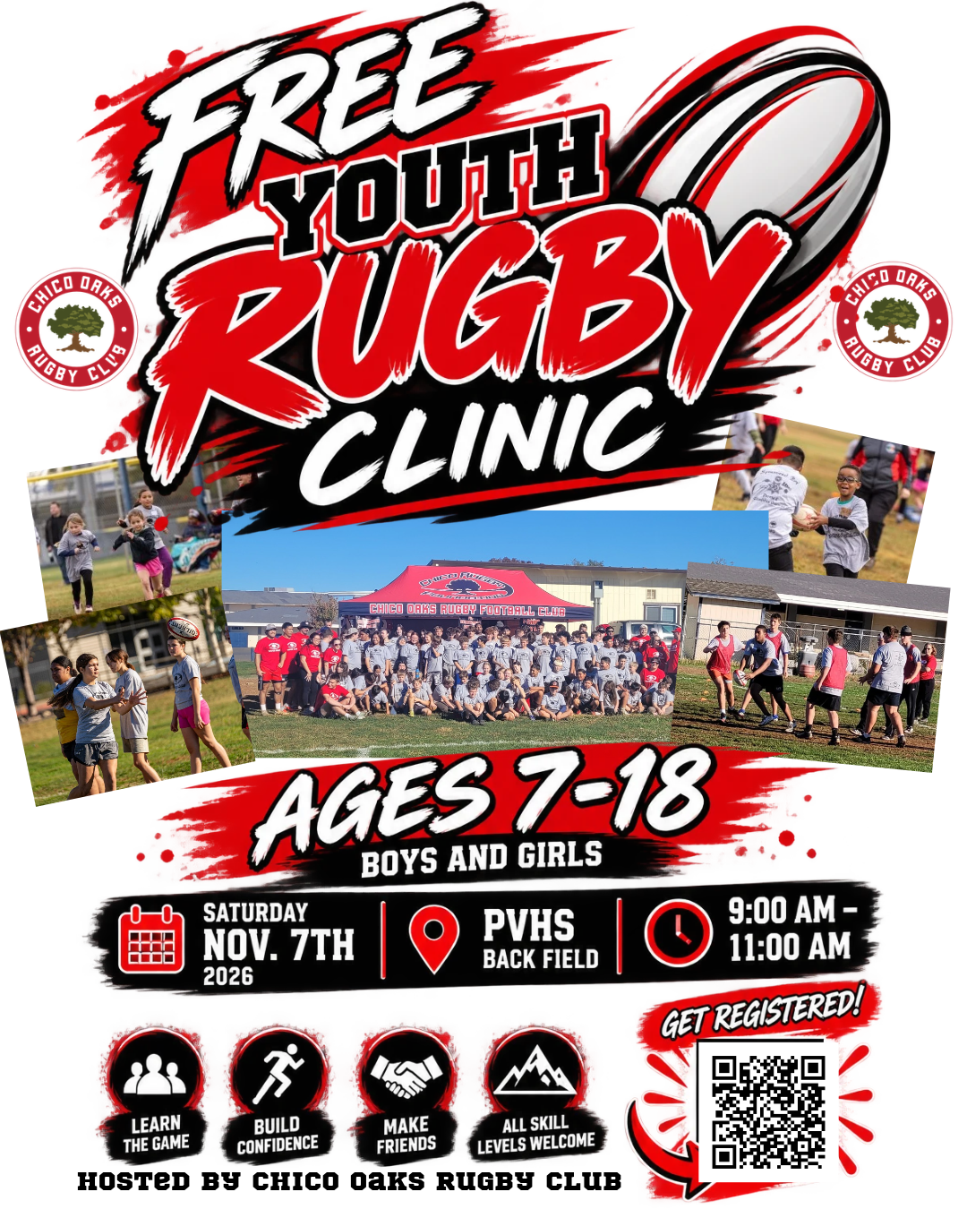 Chico Oaks Free Youth Rugby Clinic